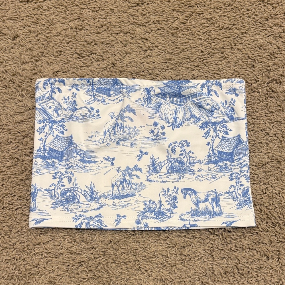 Edikted Blue and White Tube Top